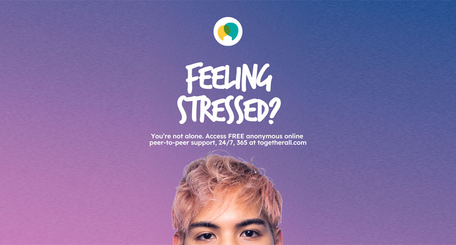 An advert for togetherall.com featuring the top of a person's head