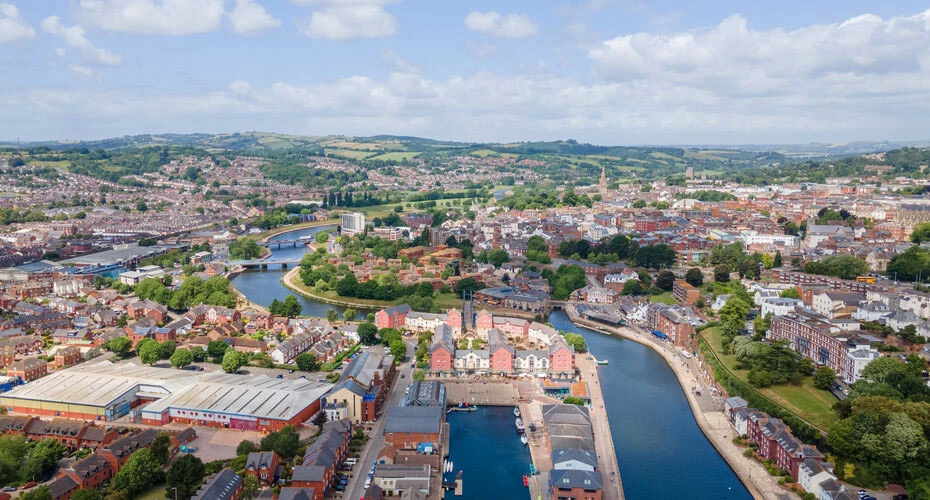 An aerial view of Exeter