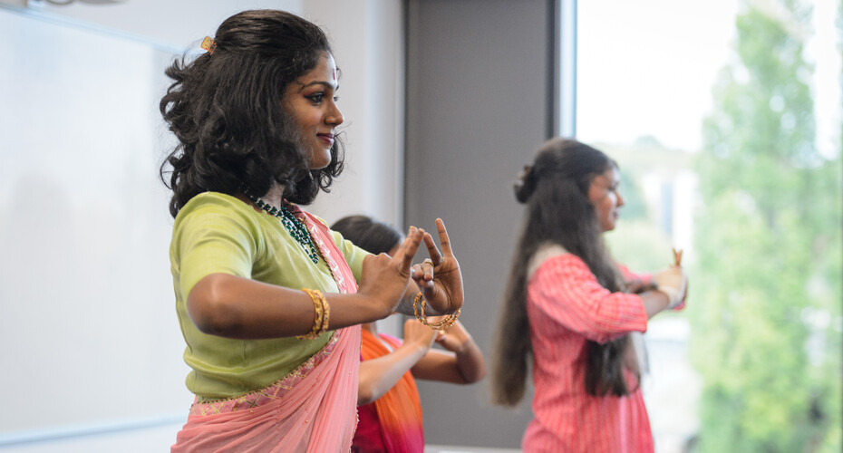 Students dancing to celebrate Diwali