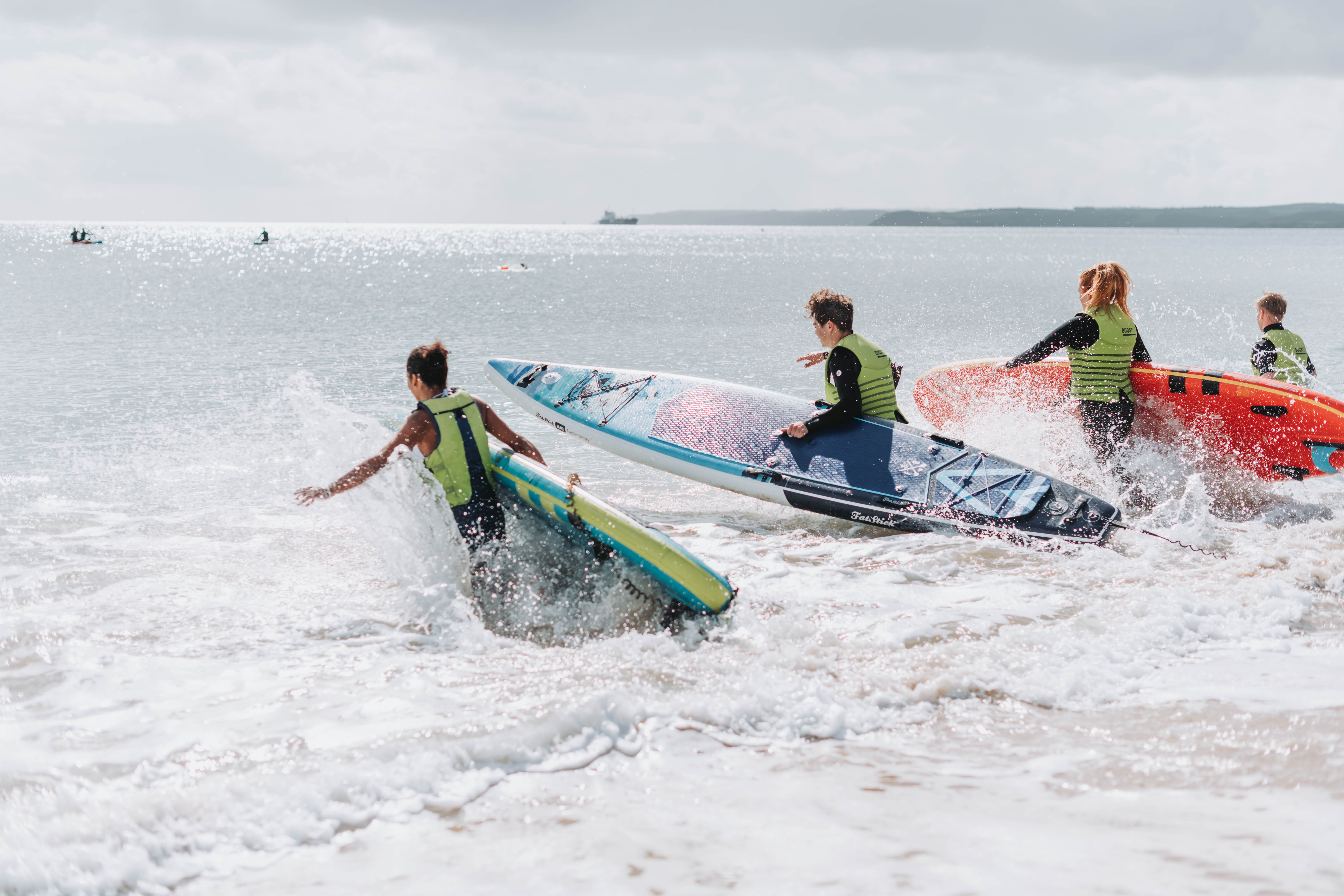 Image of Students with Paddleboards Cornwall