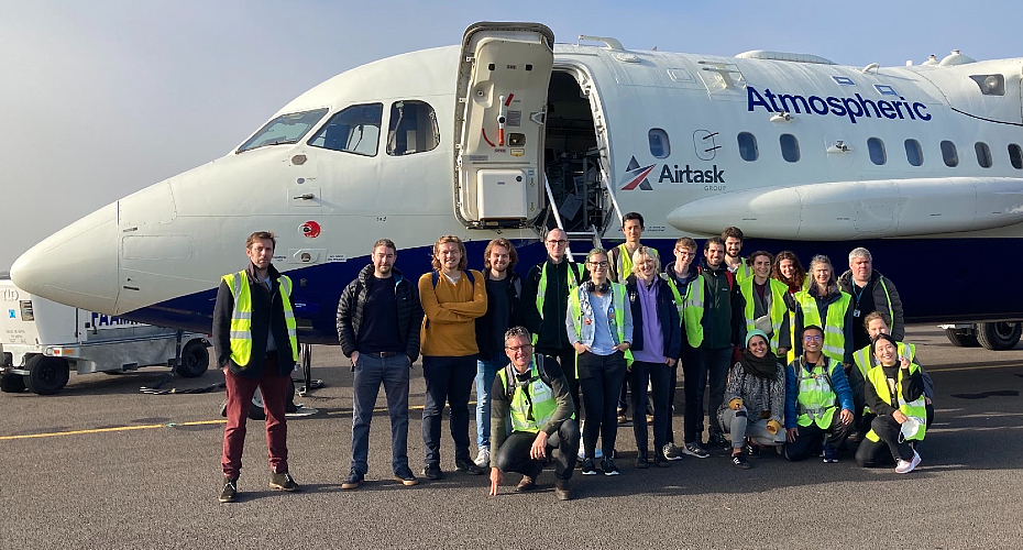 Image of Jim Haywood and Daniel Partridge's research group showing a visit to UK Met Office - Facility for Airborne Atmospheric Measurements (FAAM). 
