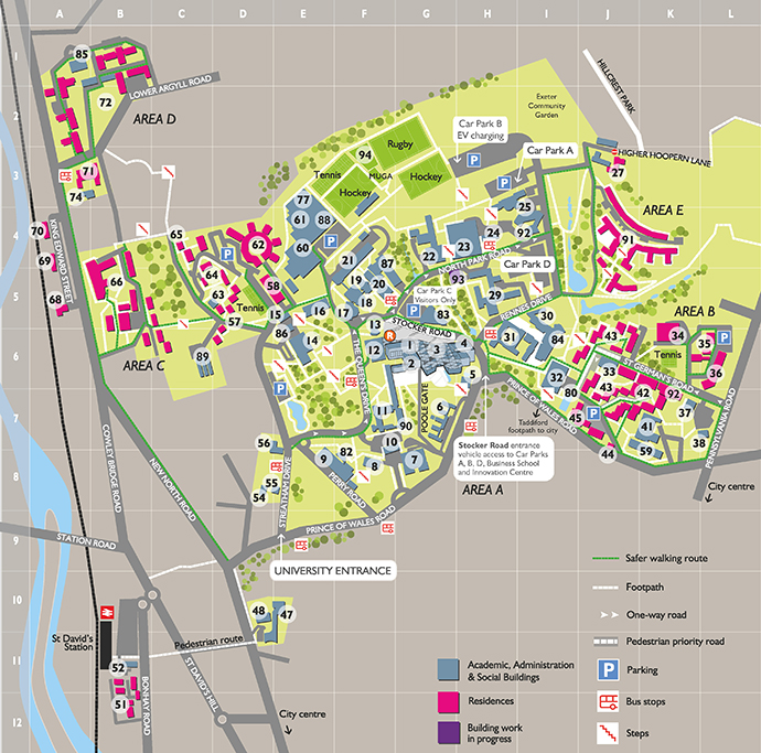 U Of C Campus Map Streatham Campus Map | Campuses And Visitors | University Of Exeter