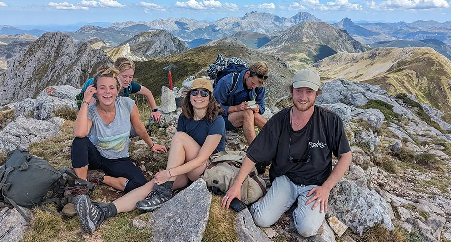 Students in the mountains