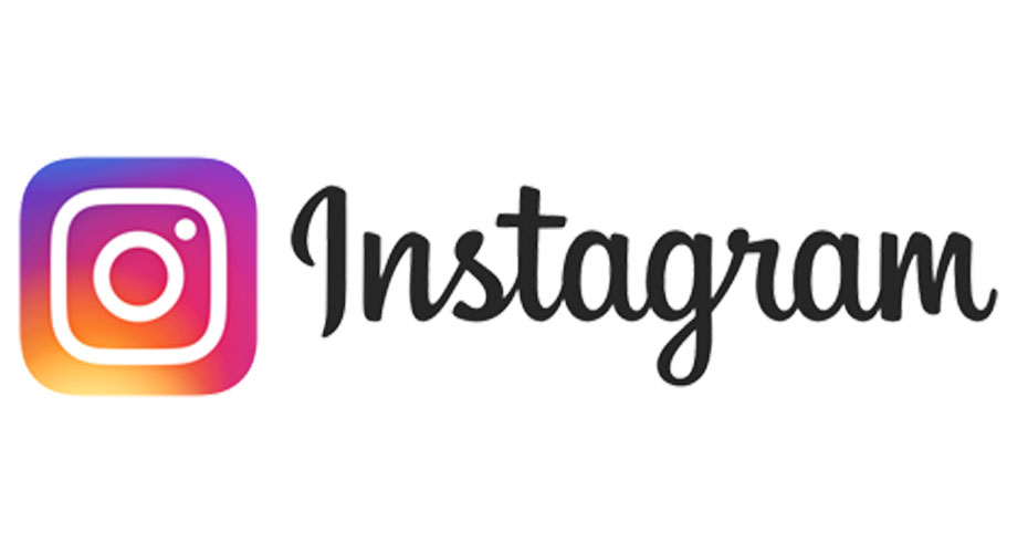 Instagram logo: a pink and purple camera icon beside the word 'instagram'