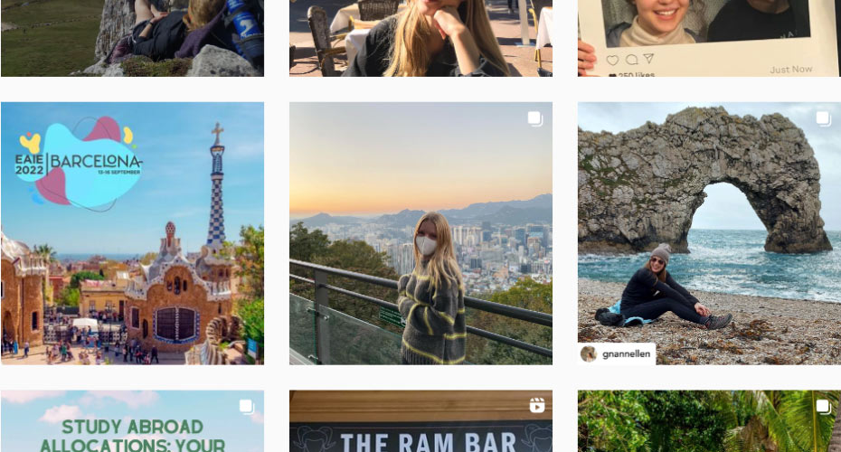 A screenshot of the University's instagram page