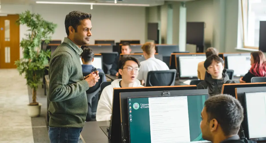 Students sitting at computer desks in the computer science labs