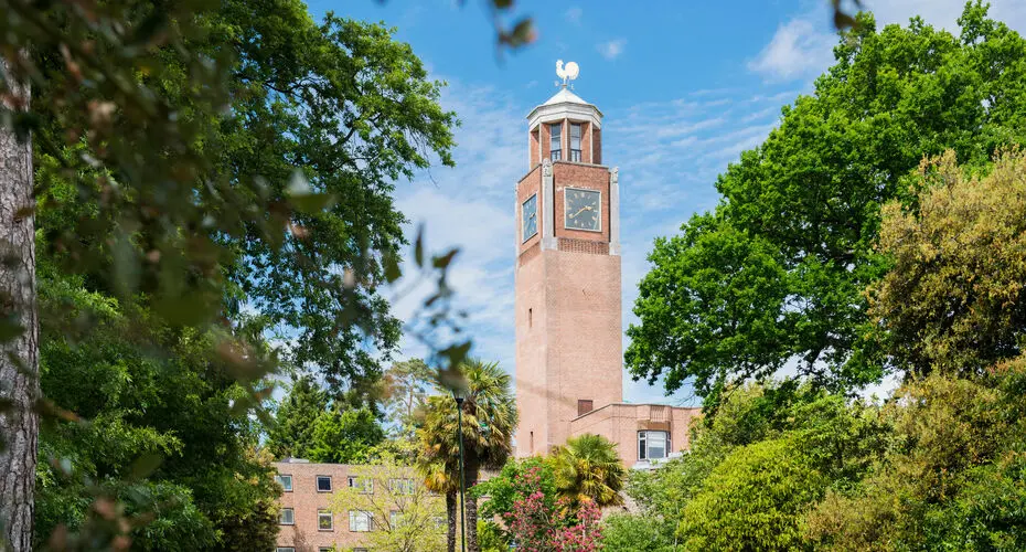 A picture of the clocktower on Streatham Campus in Exeter.