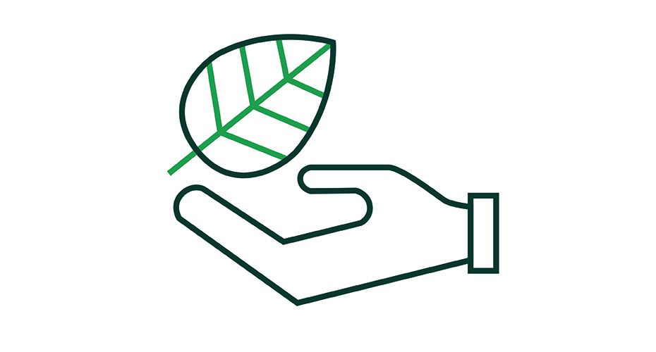 Hand and leaf icon