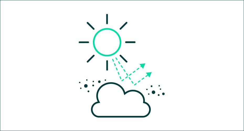 Diagram depicting sun bouncing off cloud