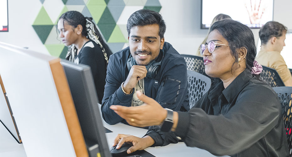 Students at a computer