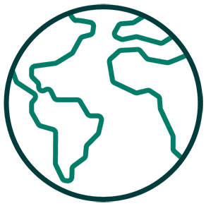 Green globe icon.