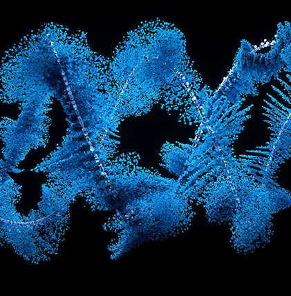 Vibrant blue sea anemone in 3D rendering.