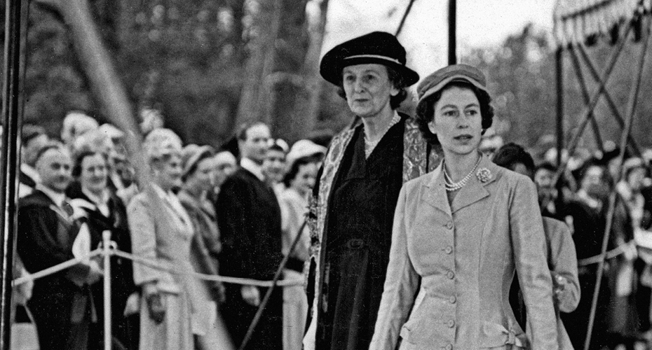 Queen on a visit to present the new University of Exeter with its Charter and unveil the foundation stone of the Queen’s Building in May 1956. 