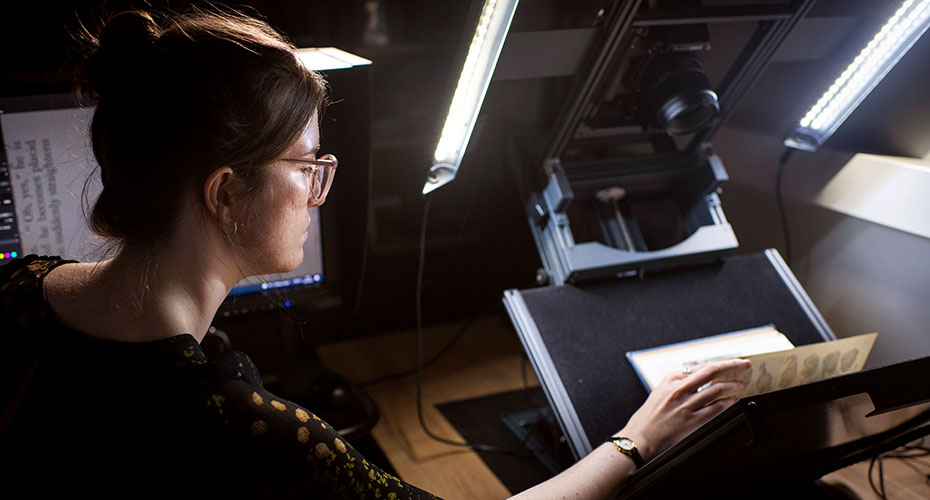 Photographing a book on the cradle