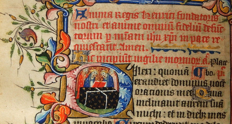 A detail of one of Exeter's Syon Abbey manuscripts (held in Special Collections)