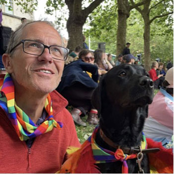 Bruce Moore with black lab