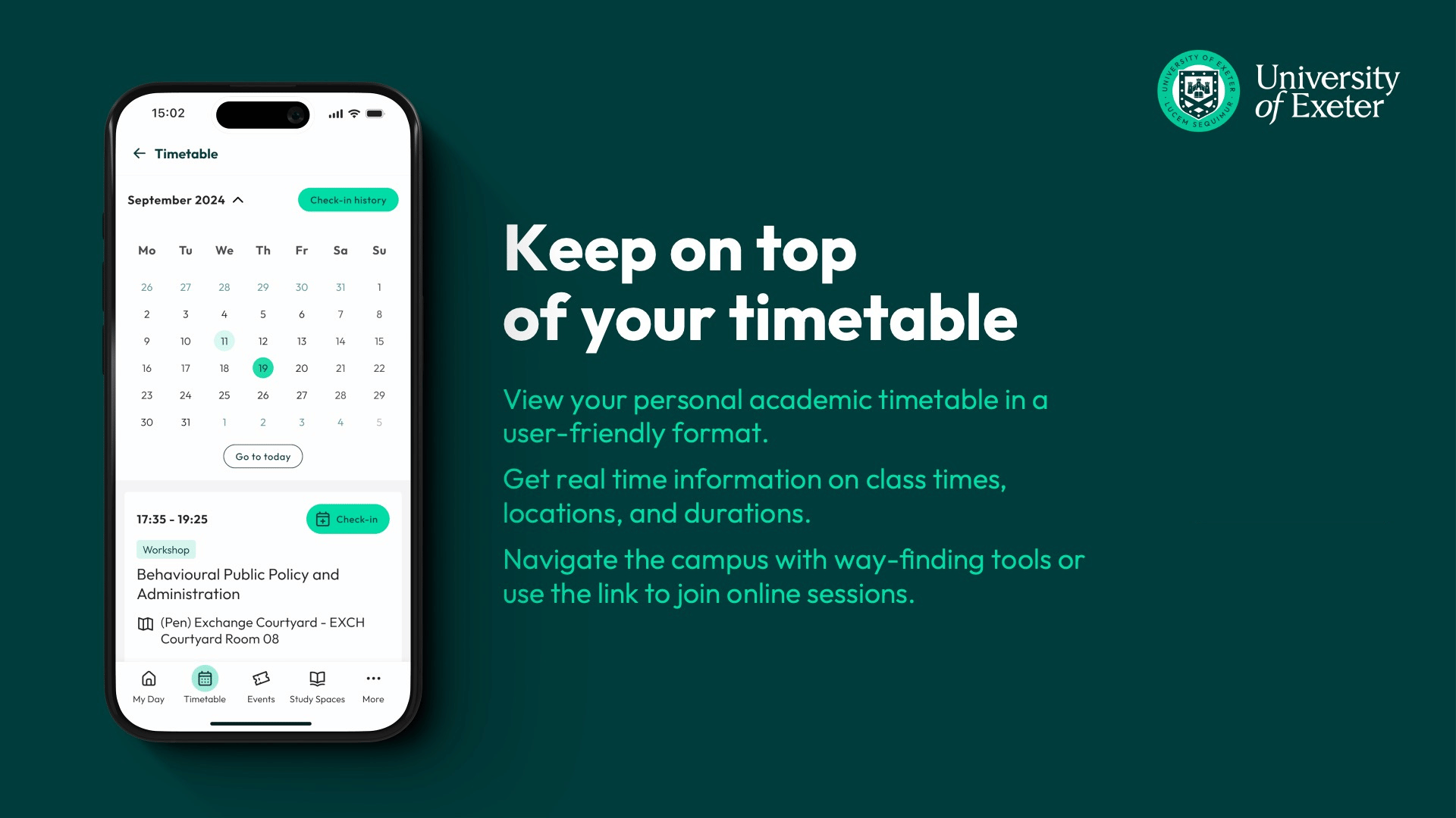 The MyExeter App timetabling feature with description