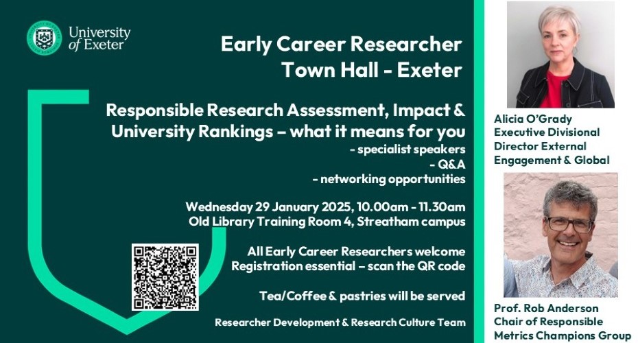 Poster for ECR Town Hall – Exeter- January 2025