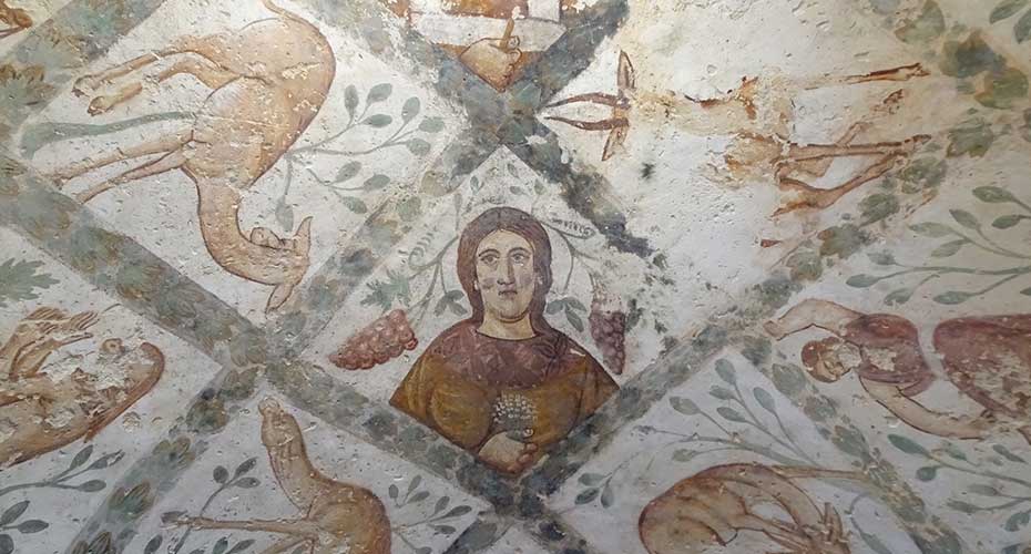 Wall painting, Umayyad bathhouse, Qusayr ‘Amra, Jordan (photo. T. Insoll)