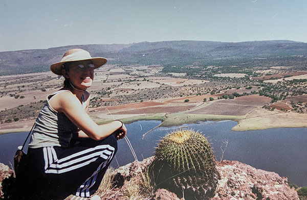 Maru conducting fieldwork in a semi-desert area of Mexico.