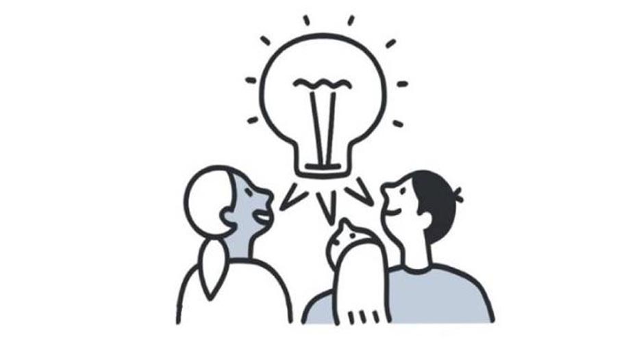 Cartoon of people looking at a lightbulb