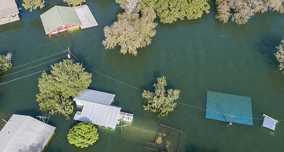 Aerial photo of flooded community